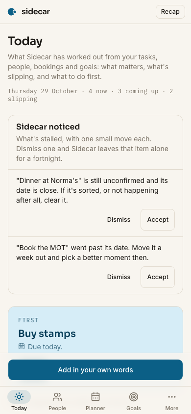 Sidecar: /dashboard